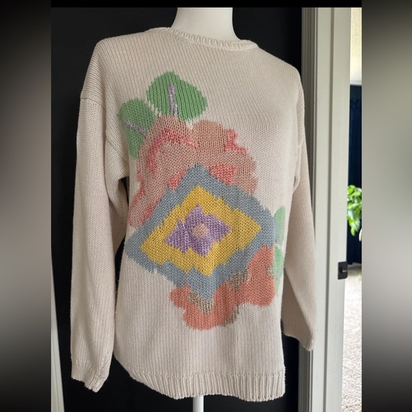 Vintage Hand Loomed Floral Sweater 
size Medium - Picture 7 of 12
